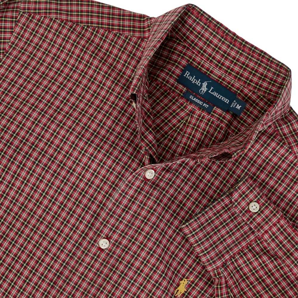 Ralph Lauren Men's Plaid‎ Shirt Large Red Black Yellow Button Down Classic Fit